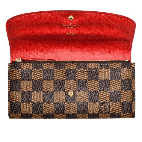 louis vuitton damier ebene emilie wallet red|Louis Vuitton damier graphite wallet.